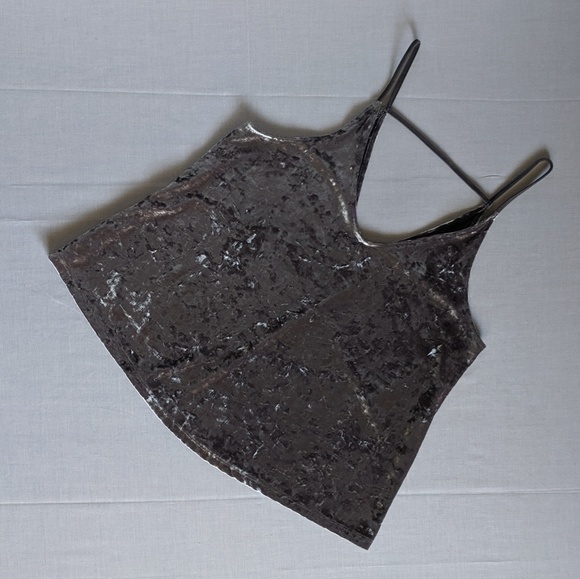 American Eagle Outfitters Tops - AEO Gray / Silver Crushed Velvet Tank Top - EUC
